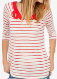 Cut out Stripe 3/4 sleeve top