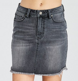 Dark Denim Distressed Mini Skirt