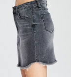 Dark Denim Distressed Mini Skirt