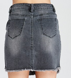 Dark Denim Distressed Mini Skirt