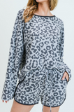 Gray Brushed Cashmere Leopard Set