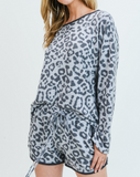 Gray Brushed Cashmere Leopard Set