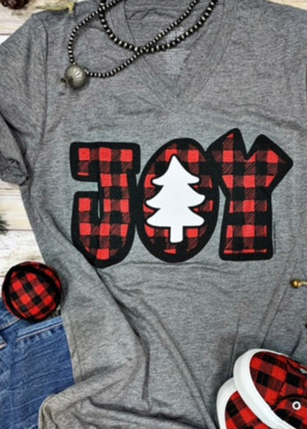 Joy Plaid Tee